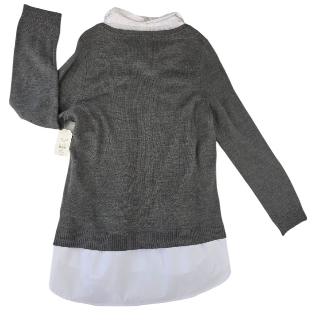 Faded Glory Women's Gray Knit Sweater with White Collared Shirt Layer Size XXL - Picture 2 of 15